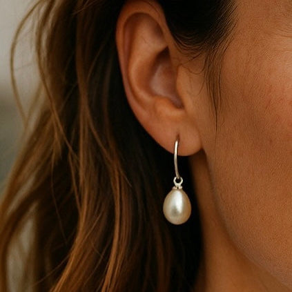 Baroque pearl earrings with sterling silver hooks