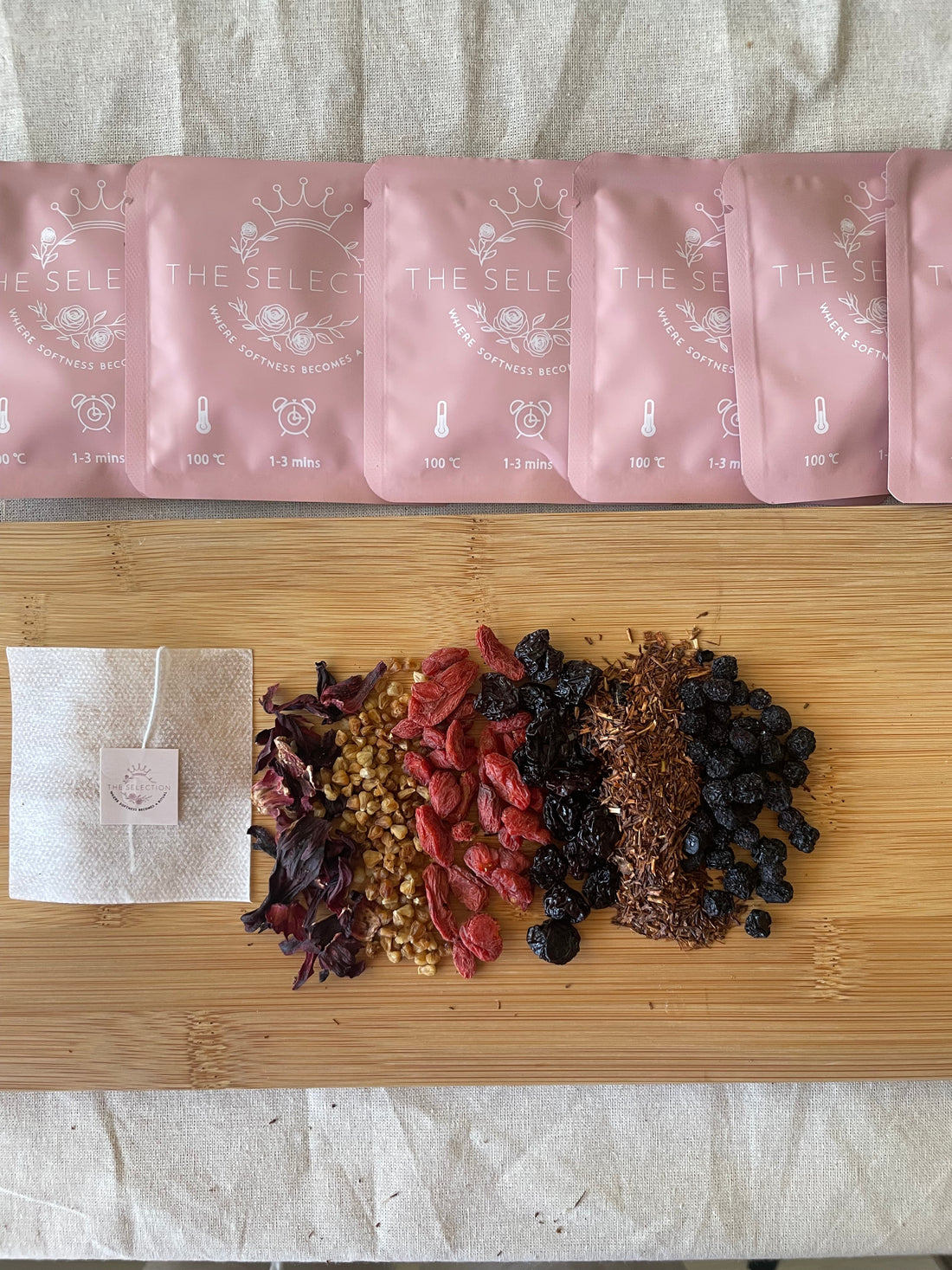 Herbal loose leaf tea in 100% corn fiber bag