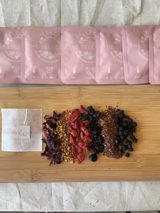 Herbal loose leaf tea in 100% corn fiber bag