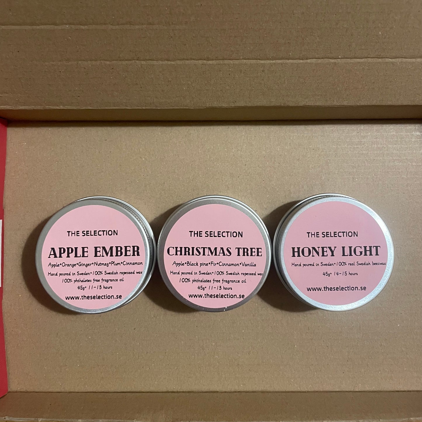 100% Swedish raspeseed candles with scents trio in Box