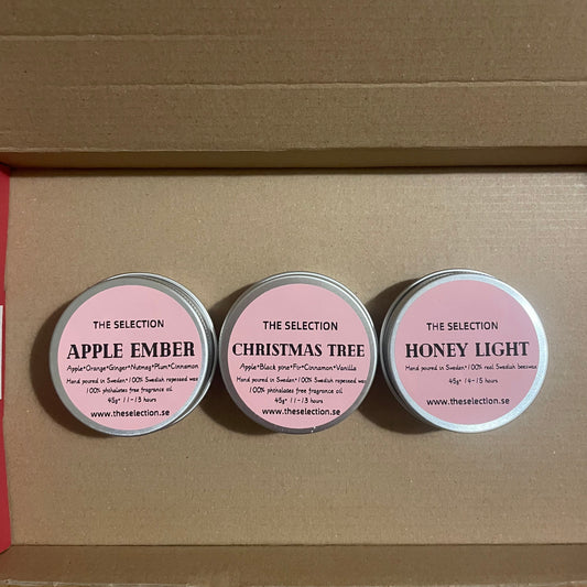 100% Swedish raspeseed candles with scents trio in Box