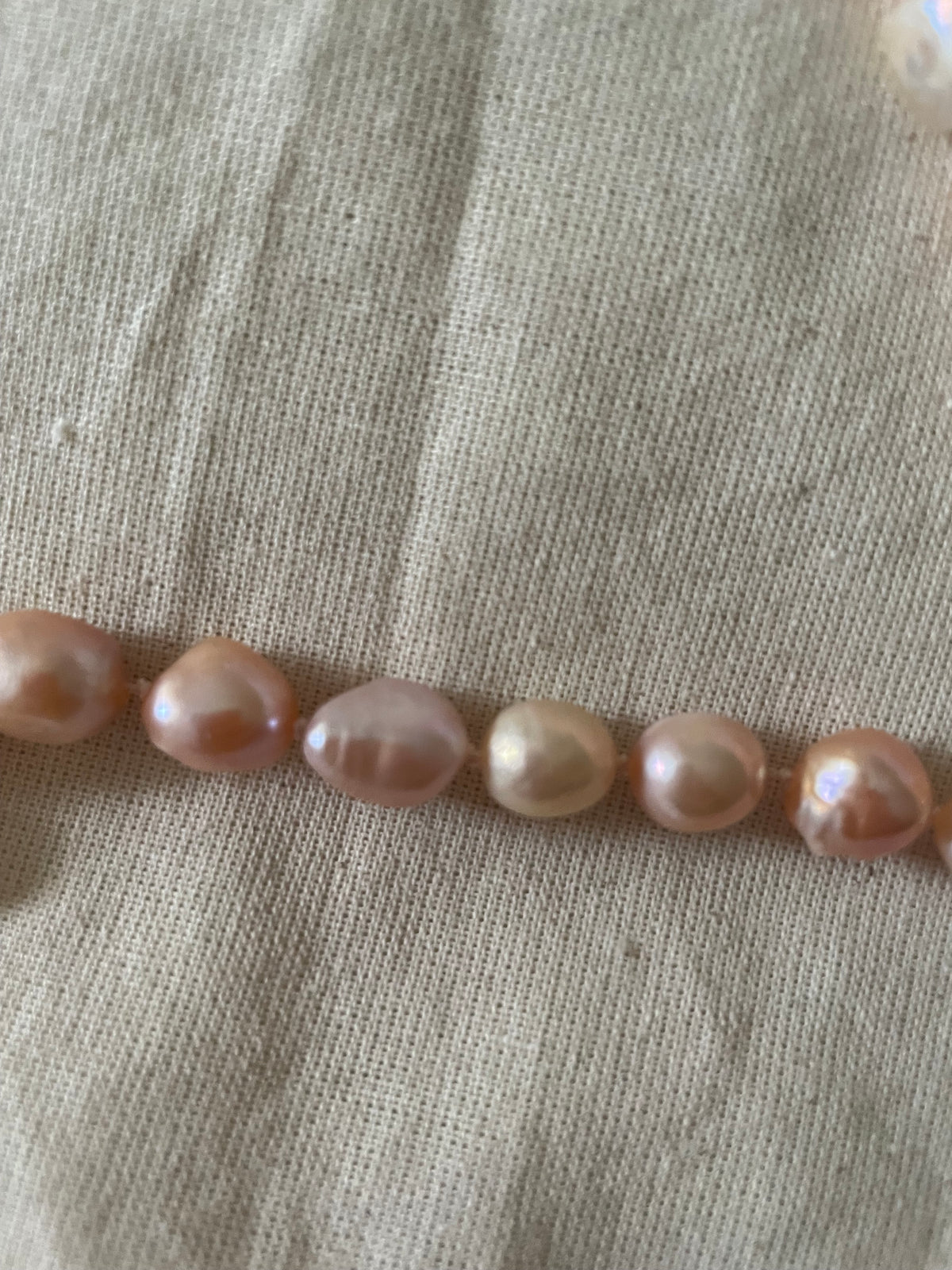 FREJA Baroque Freshwater Pearl Necklace – Hand-Knotted on Silk with 925 Sterling Silver Clasp