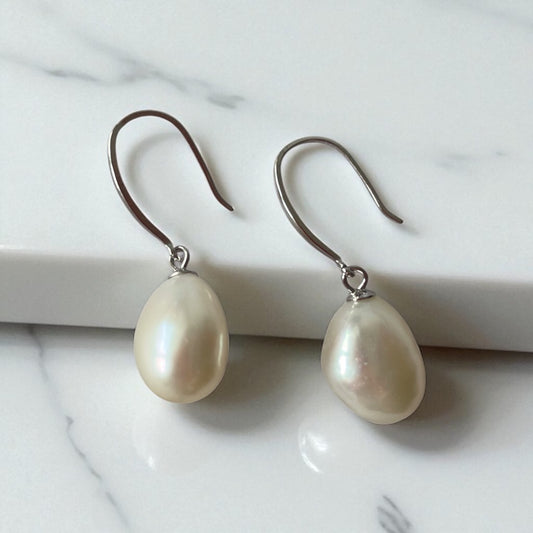 Baroque pearl hook earrings with 925 sterling silver 